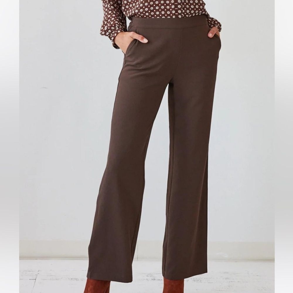 Brass The All Day Wide‎ Leg 29" Inseam Pant in Venture Stretch Espresso S Nwt